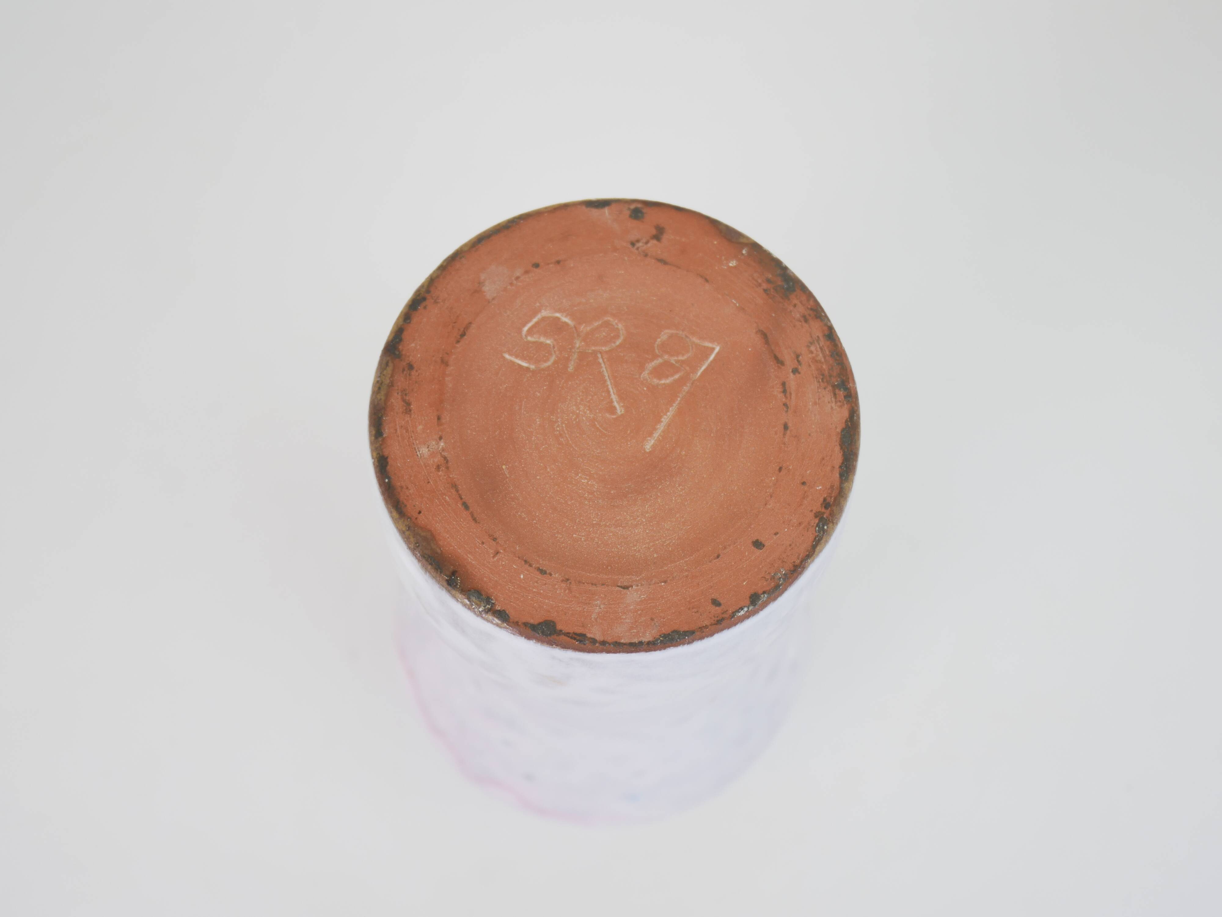 White-pink glazed ceramic vase