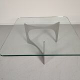 Alu and glass coffee table by KNUT HESTERBERG 1970s