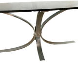 Design coffee table in metal and smoked glass 70s