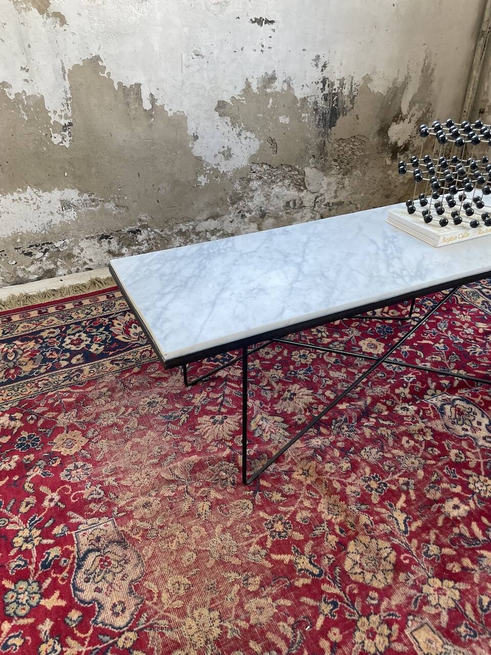 50s coffee table in metal and marble