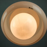 White and gold Space Age pendant lamp by Harvey Guzzini for Meblo, 1970s