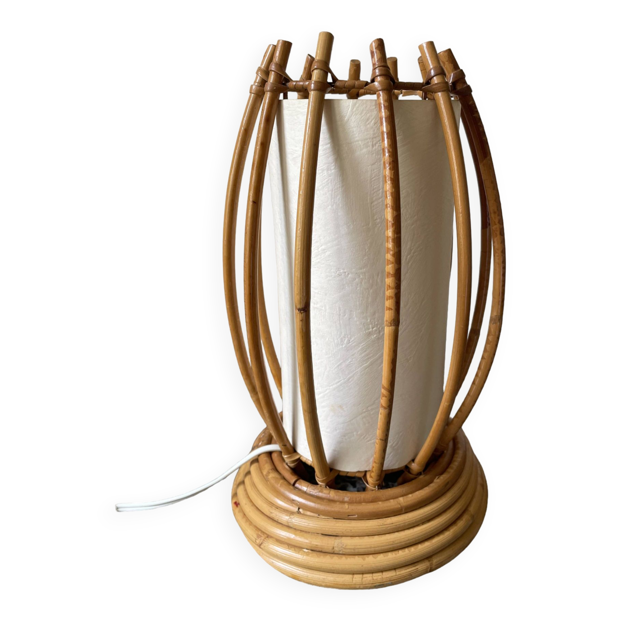 Rattan and bamboo lamp by Louis Sognot 1960
