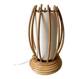 Rattan and bamboo lamp by Louis Sognot 1960