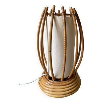 Rattan and bamboo lamp by Louis Sognot 1960