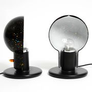 Pair of large 1980s Italian table lamps made of colorful multi-layer Murano