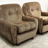 Pair of Italian lounge chairs, original upholstery. Italy, 1970s.