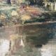 Stroll along a riverbank, oil on canvas