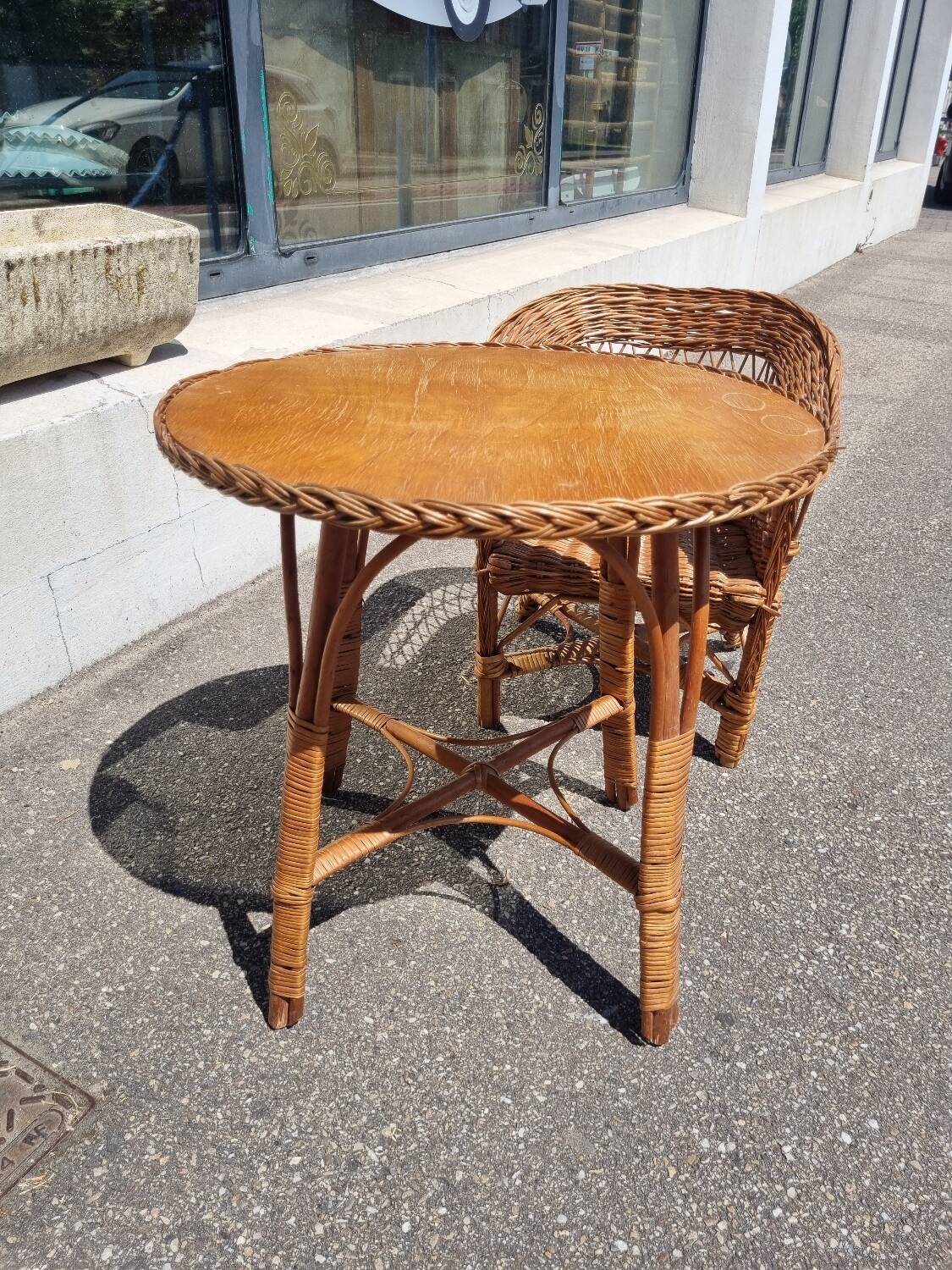 Salon enfant vintage rotin