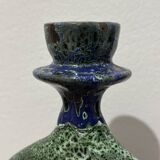 Bougeoir émaillé bleu et vert fait main Maroc