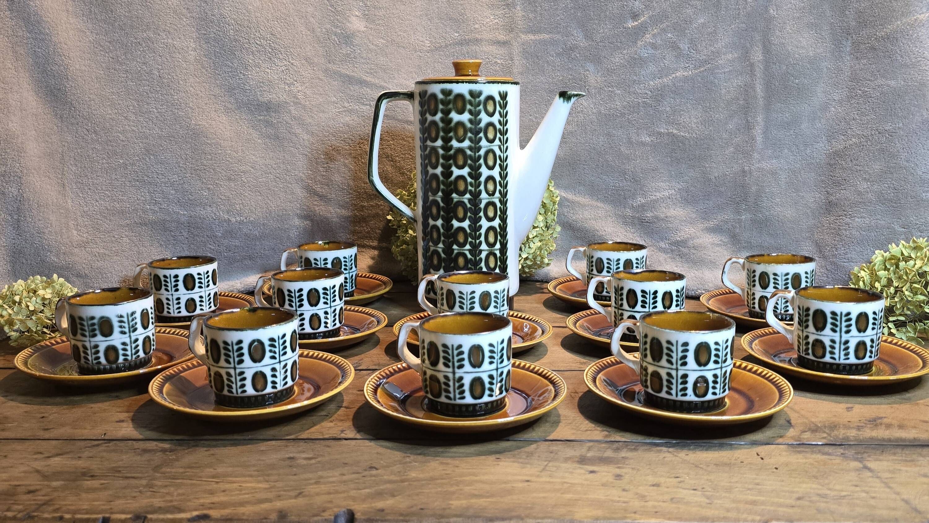 Boch la louvière – delta noix coffee service 1966 – vintage 25 pieces