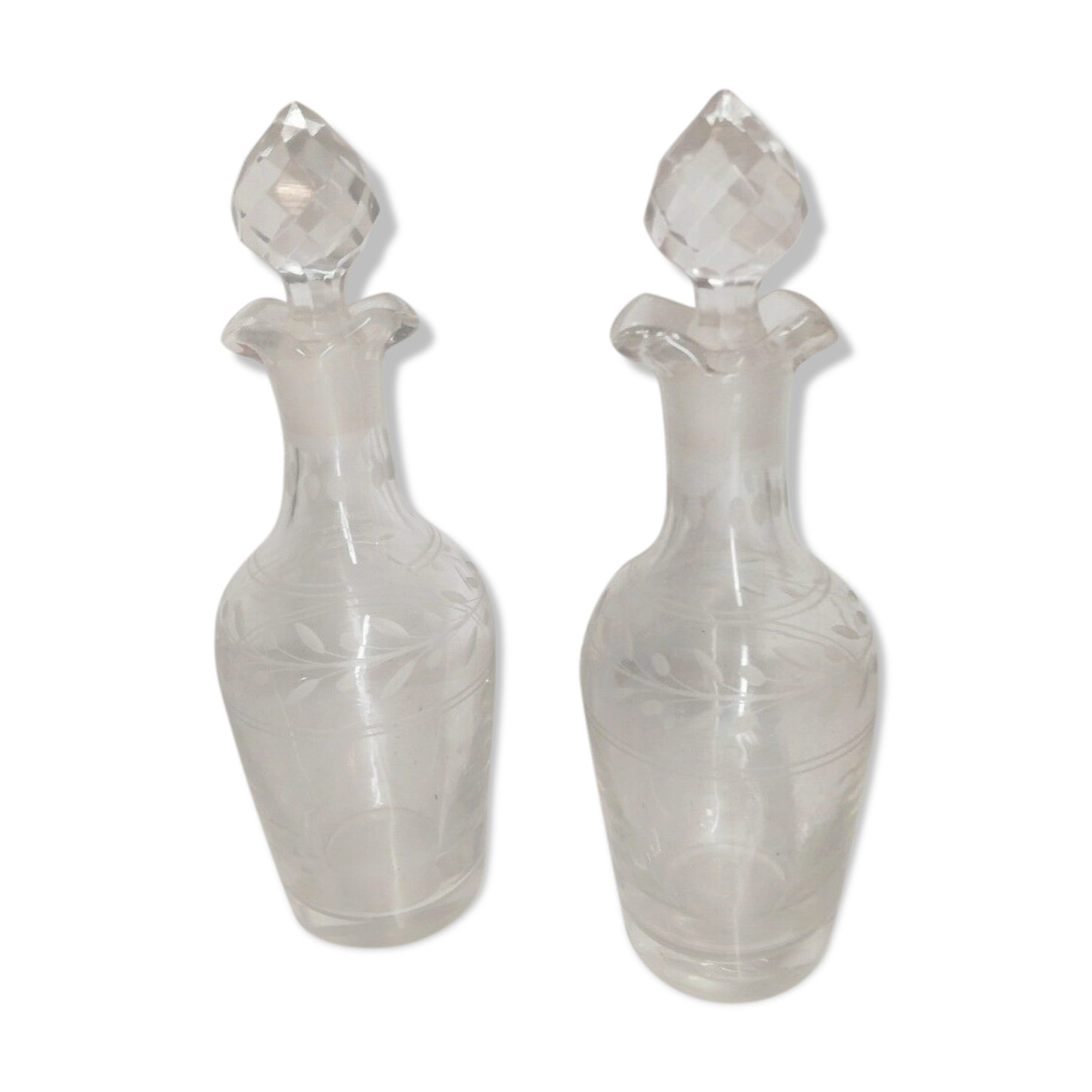 Old small glass bottle, collection, decoration, vintage h 15 cm