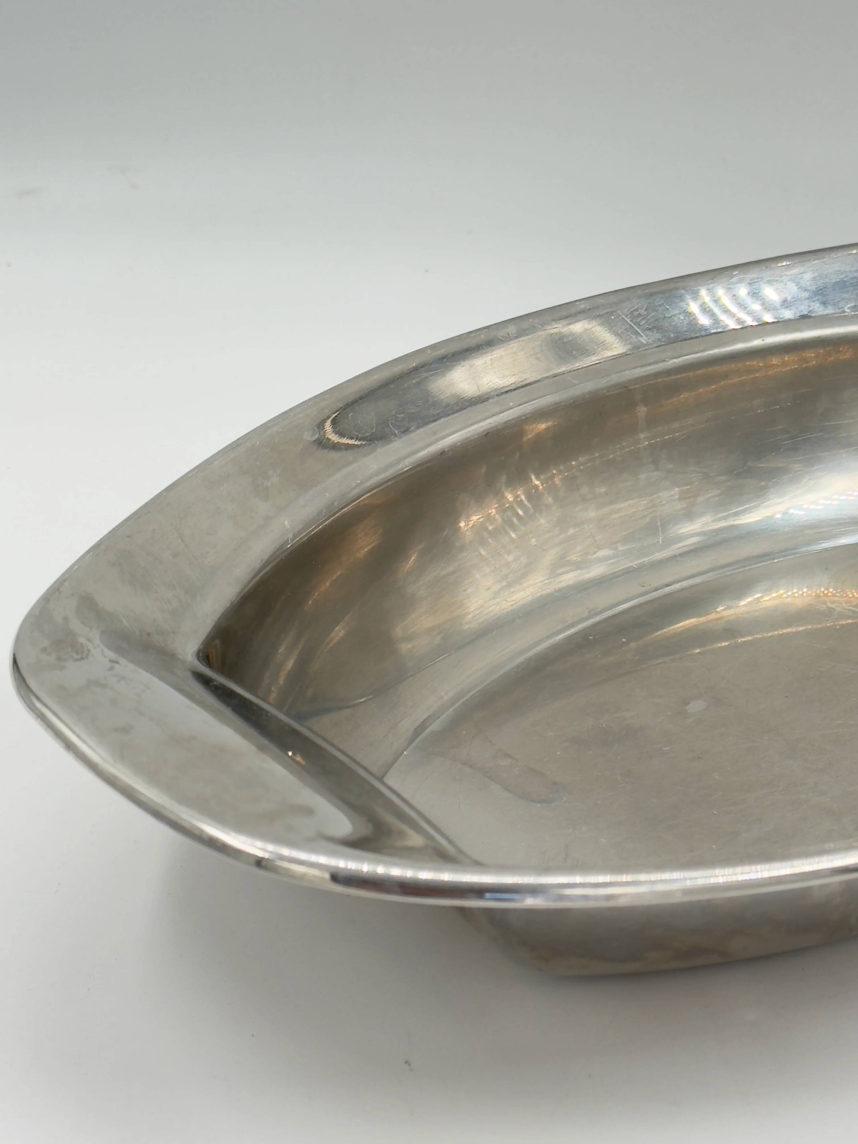 Plat de service ovale compartimenté vintage en métal argenté