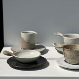 Modular Indonesian ceramic tableware service (6 elements + cups)