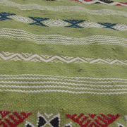 Berber handmade green kilim rug in pure wool 210-115cm