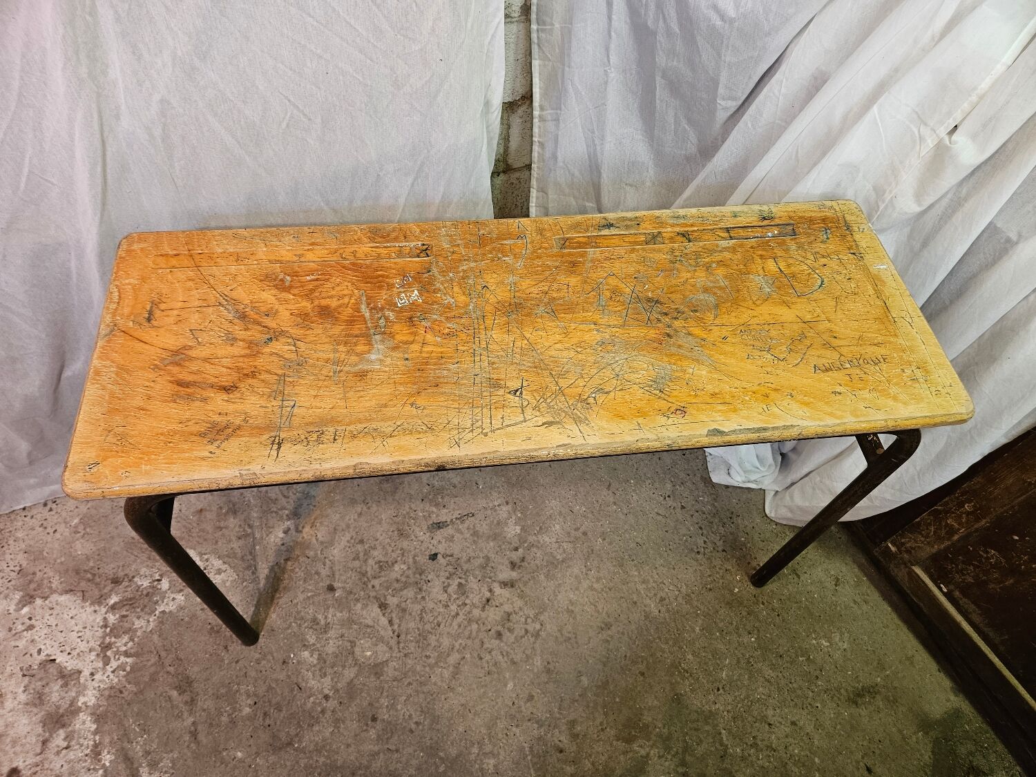 Double school desk 1970