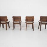 Set of four solid oak dining chairs, The Netherlands 1970's