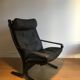 LOUNGE ARMCHAIR SIESTA BLACK LEATHER BY INGMAR RELLING FOR WESTNOFA