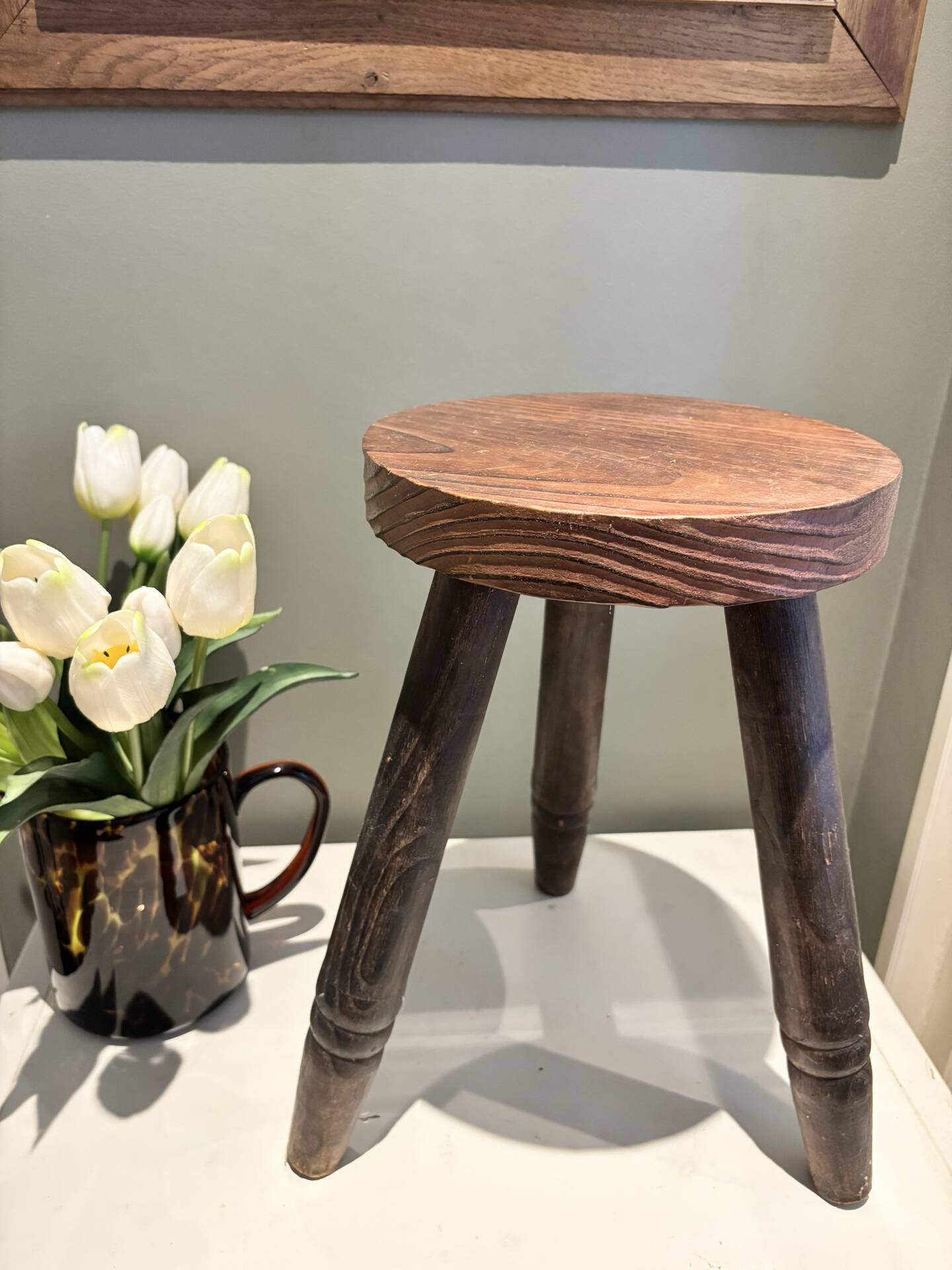 Brutalist tripod stool cottage farmhouse