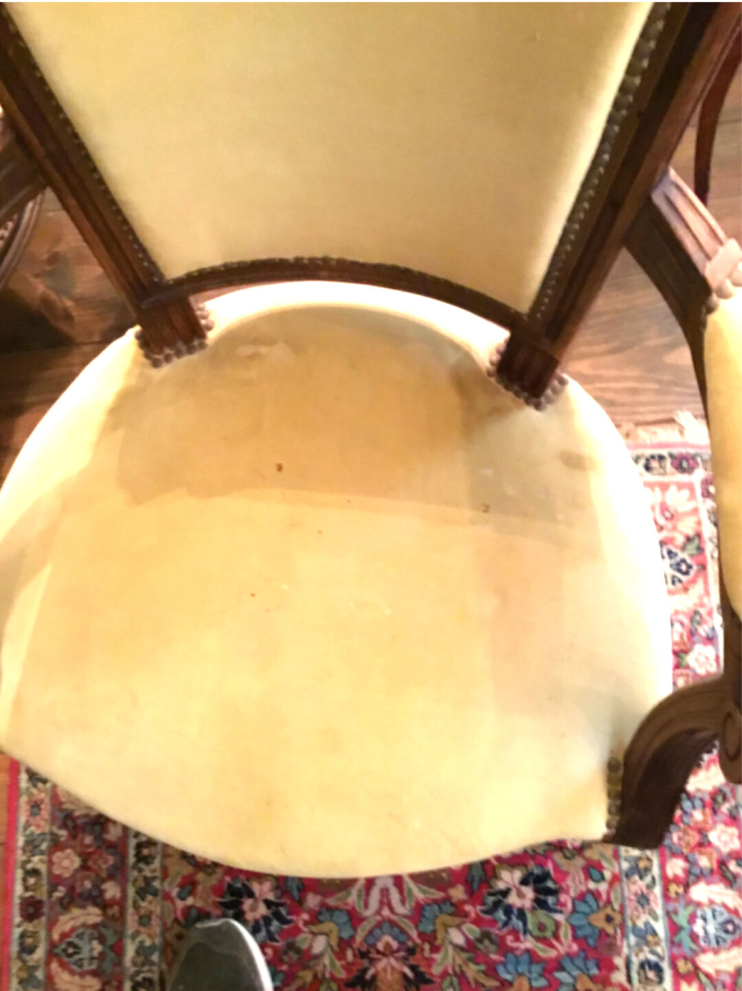 Pair of armchairs Louis XVI style yellow velvet