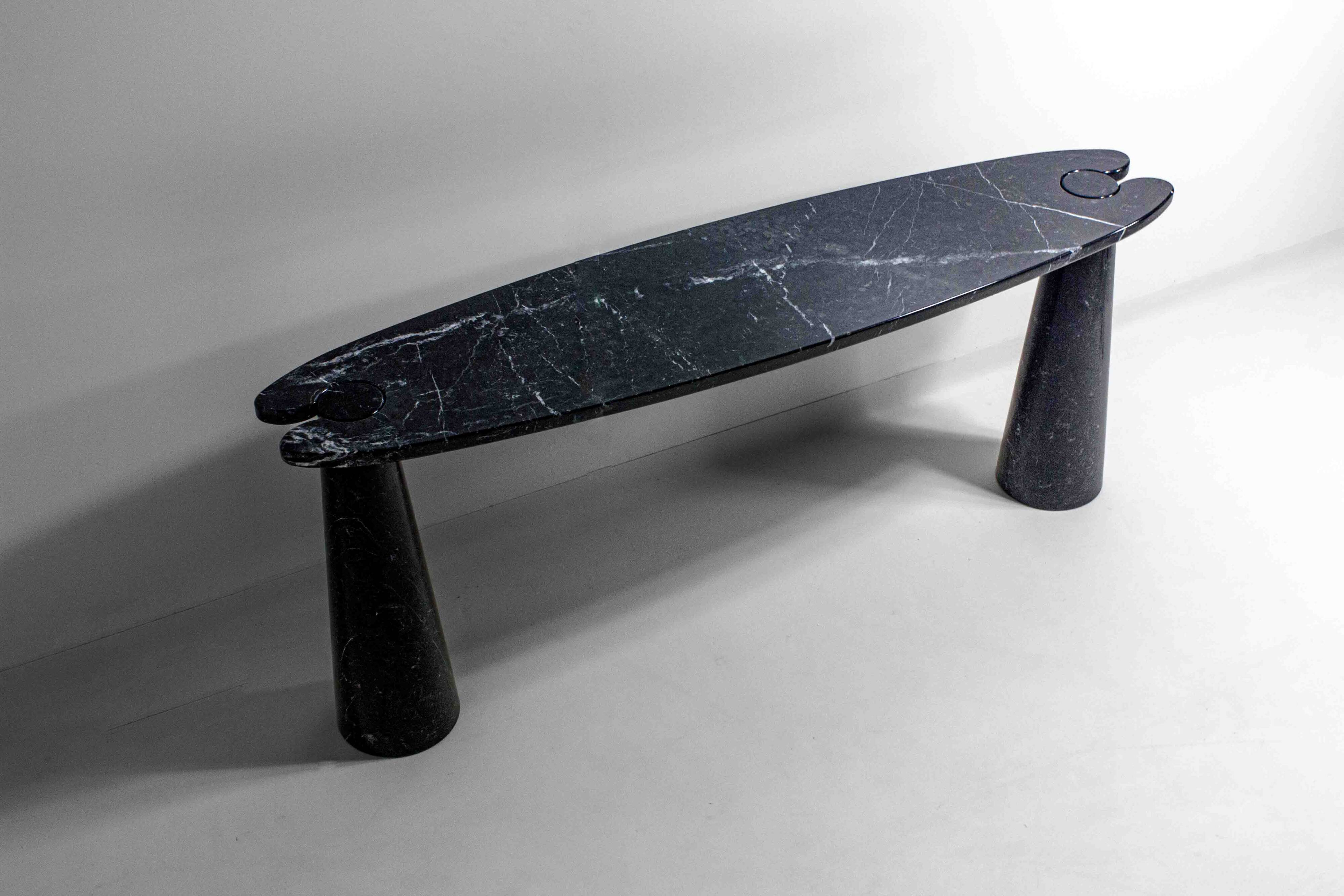'Eros' console table in black marquina marble by Angelo Mangiarotti