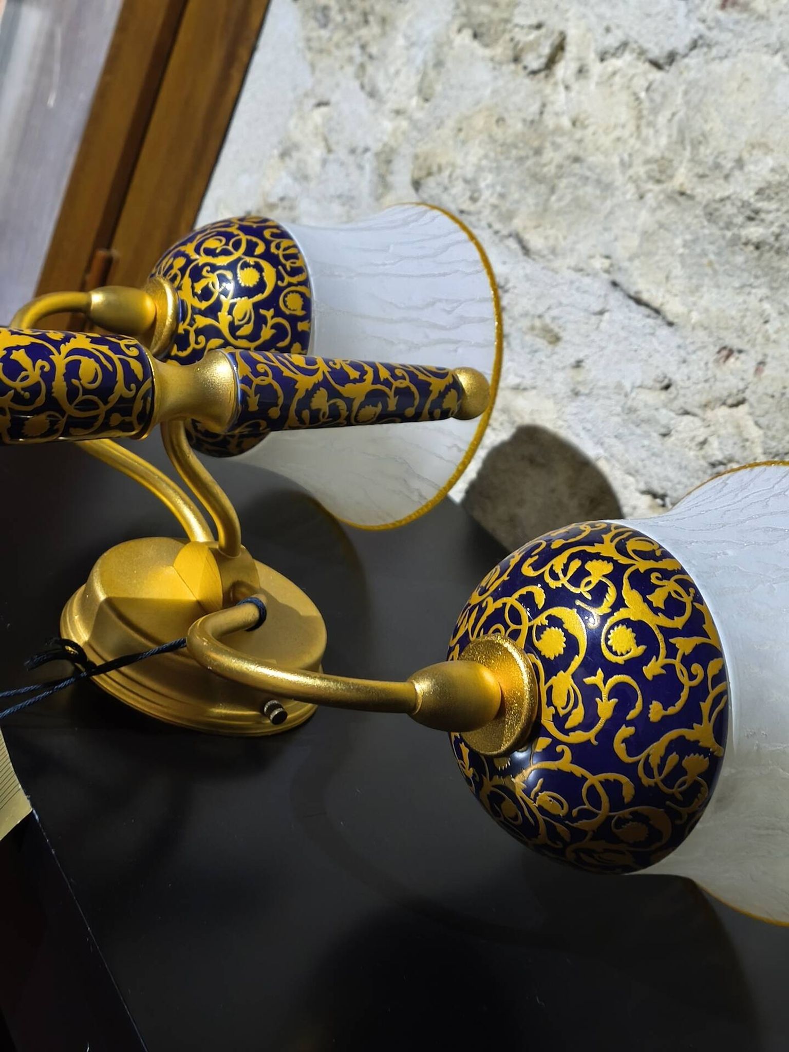 New double wall light (Le Porcellane Florence) Porcelain & Gold