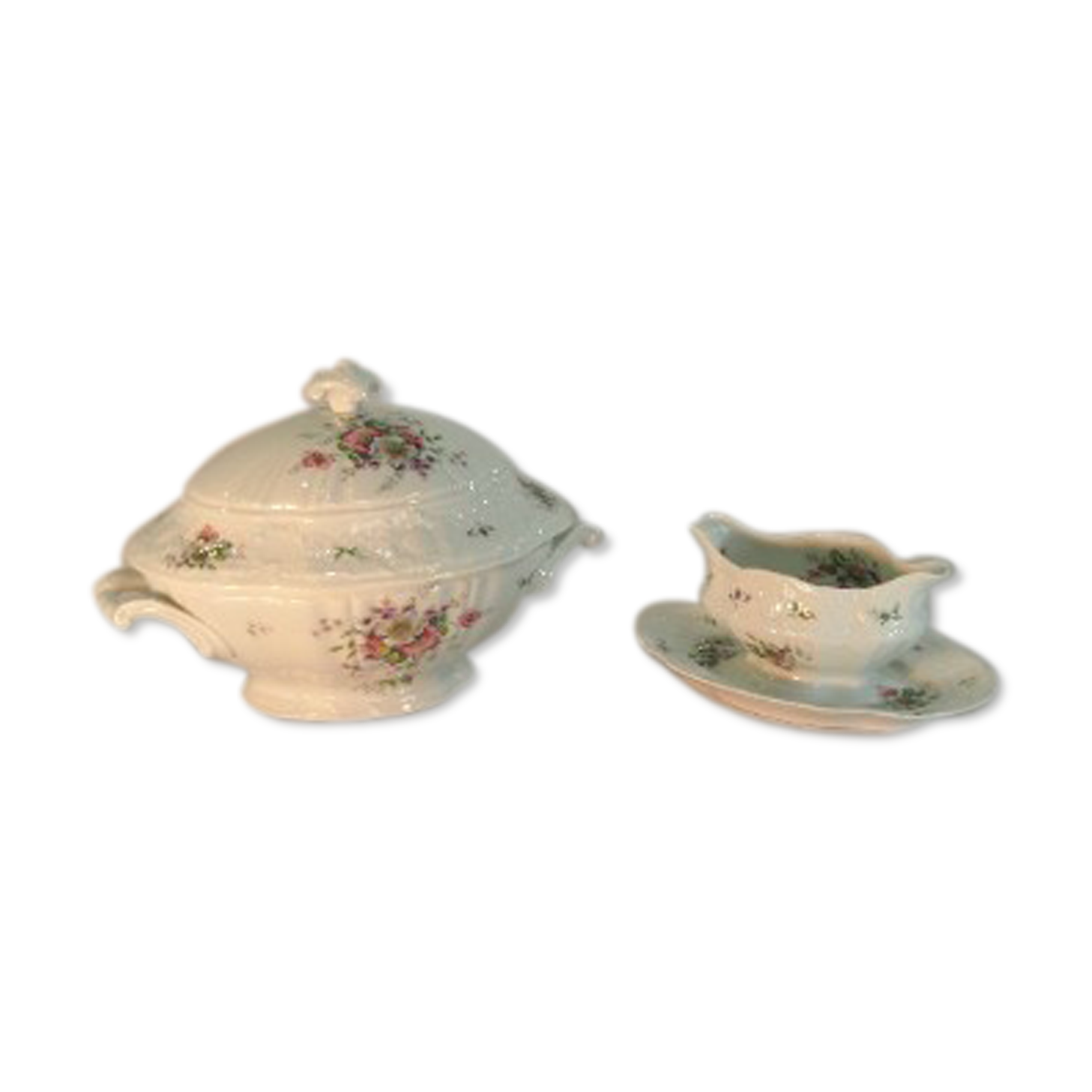 Lot Soupière and saucier Porcelaine hard Georges boyer