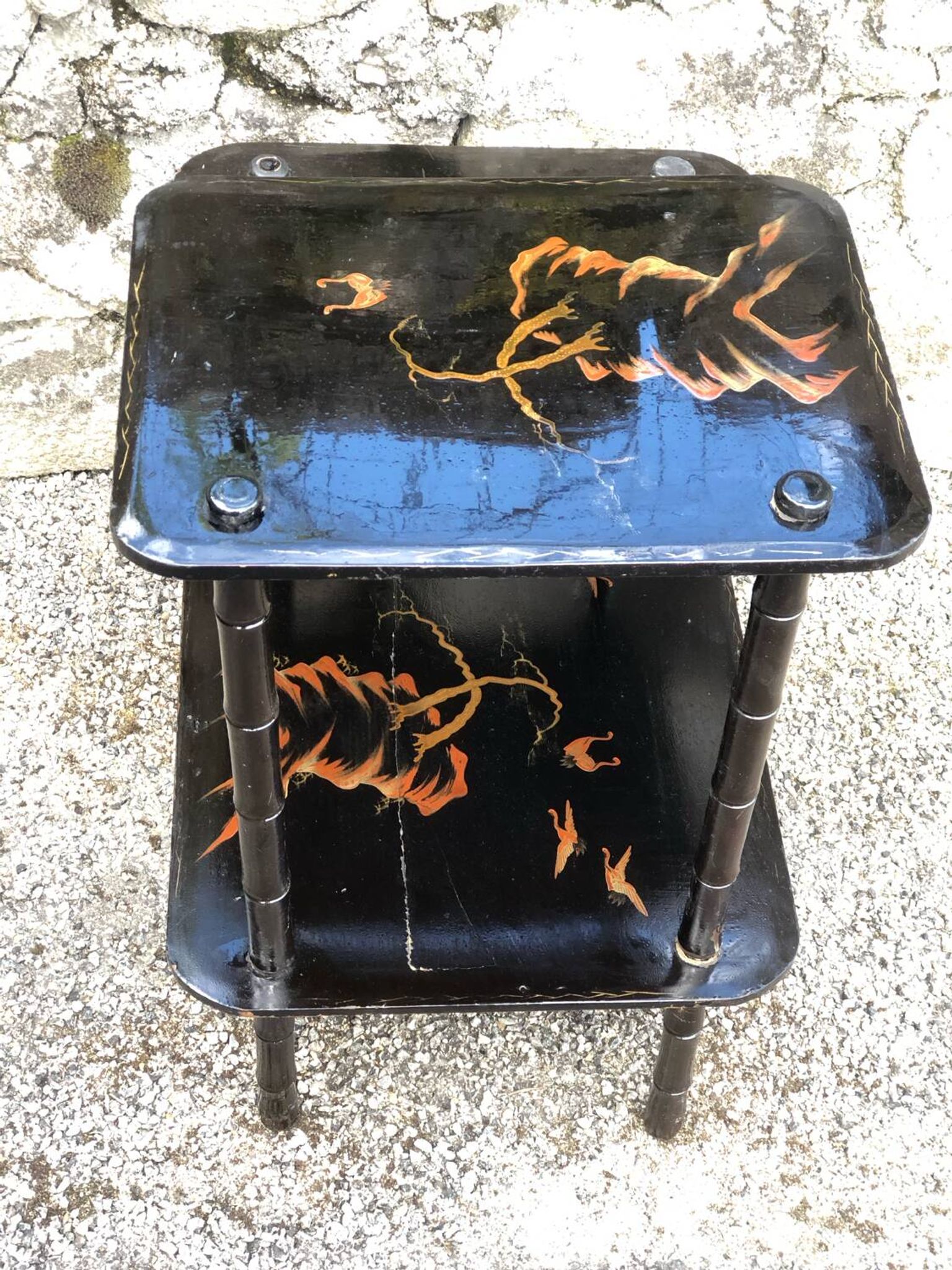 Etagere ancienne chinoise laquee noire napoleon iii