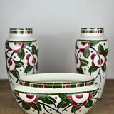 Art Deco - Lunéville mantelpiece set with vases and planter