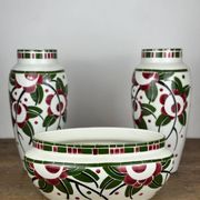 Art Deco - Lunéville mantelpiece set with vases and planter