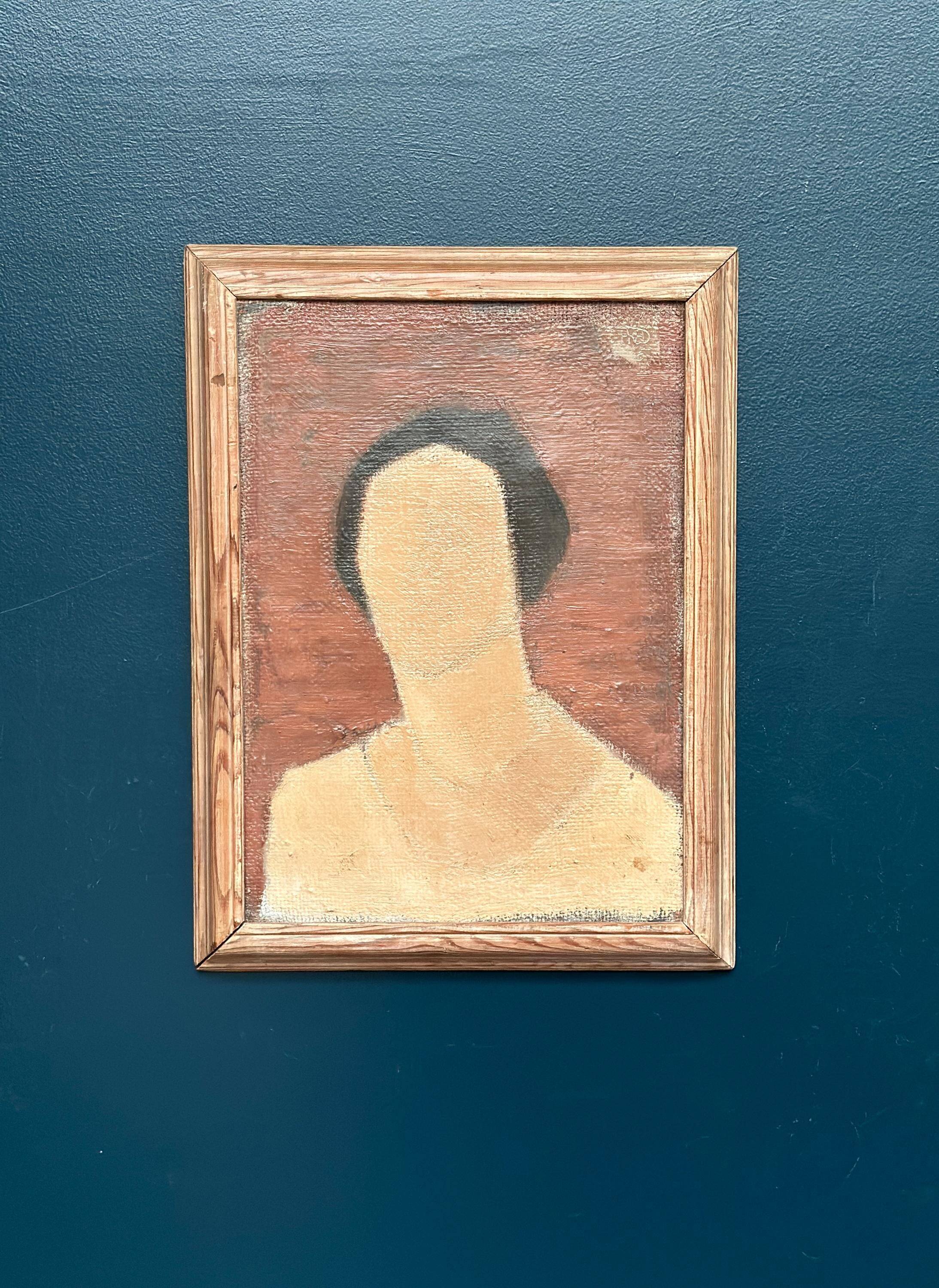 Original Swedish Oil On Canvas – “Portrait” By Fred – Dated 51