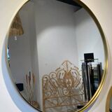 XL round mirror 90cm diameter with brass surround