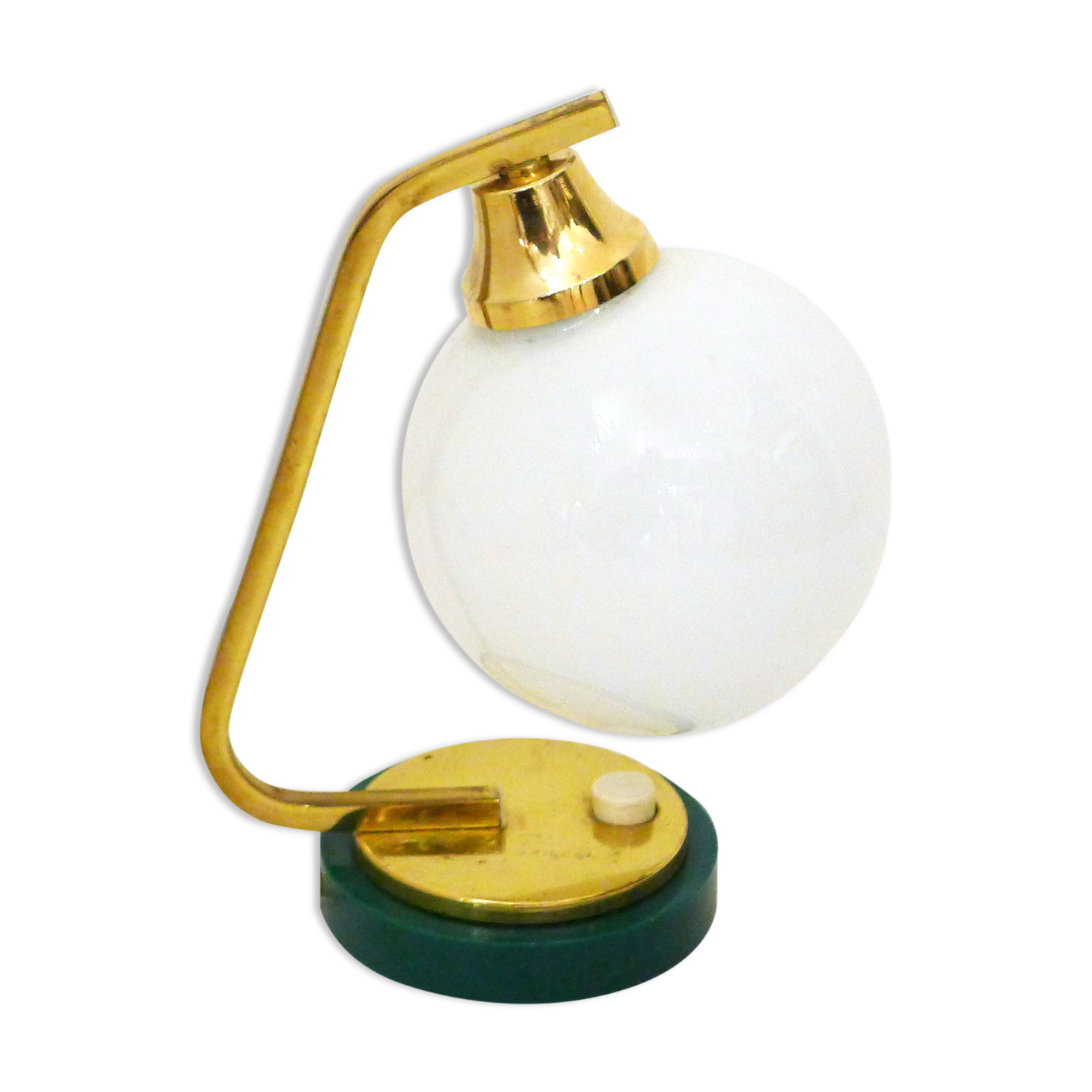 Golden lamp & opal globe