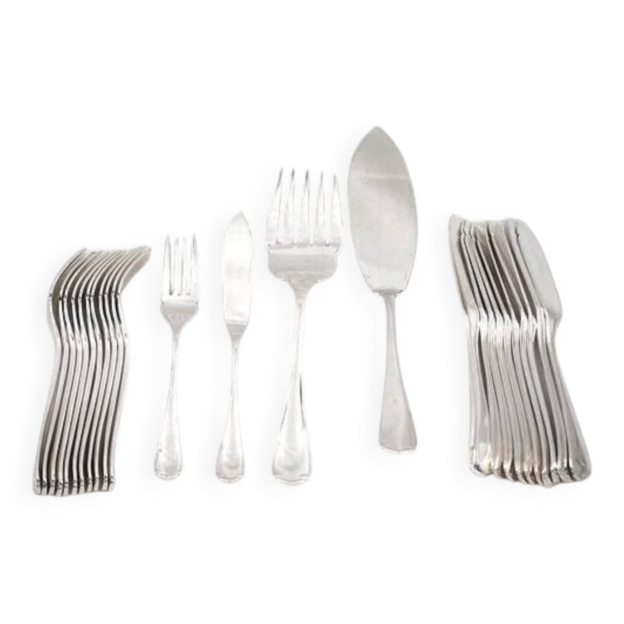 Christofle Japanese, 12 fish cutlery + 1 serving cutlery, 26 pieces.