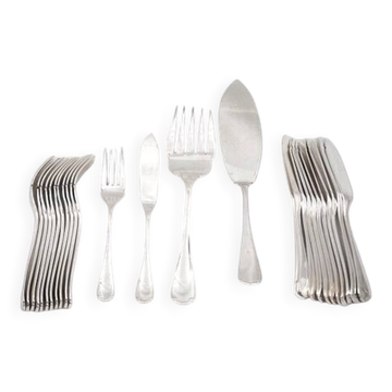 Christofle Japanese, 12 fish cutlery + 1 serving cutlery, 26 pieces.