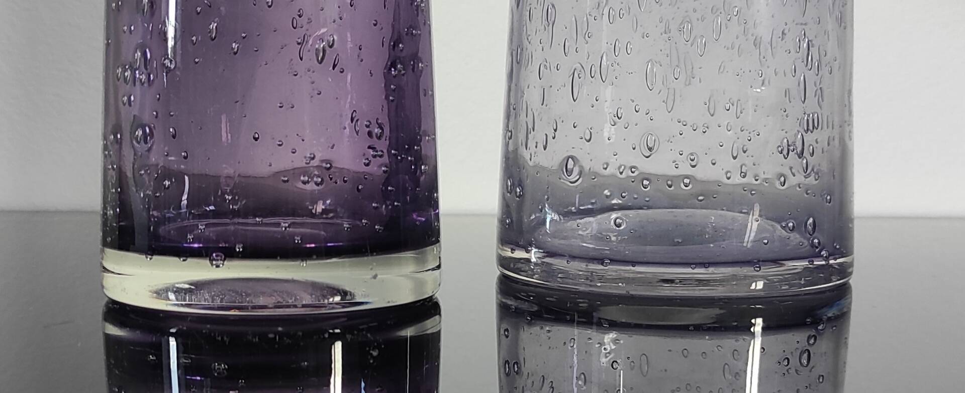 Duo of bubble glass flower vases