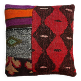 Vintage turkish kilim patchwork cushion cover , 40 x 40 cm