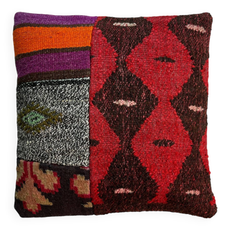 Housse de coussin vintage kilim kilim patchwork, 40 x 40 cm