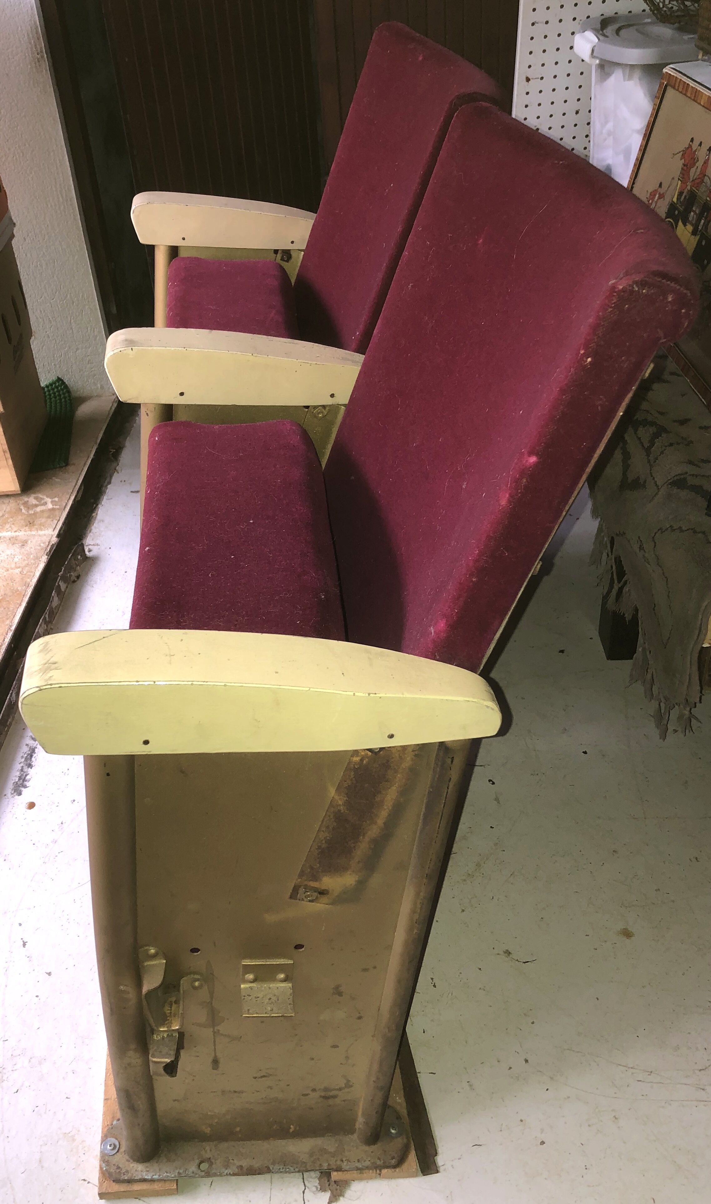 Vintage cinema bench 2 armchairs