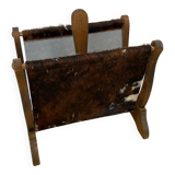 Wood and leather magazine rack