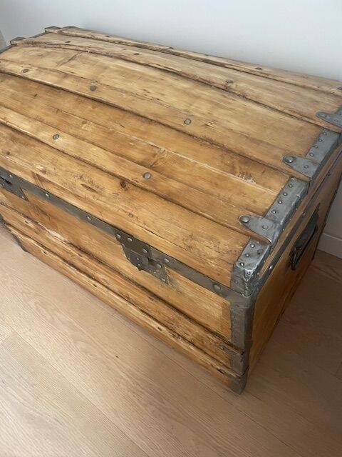 Vintage wooden toy chest trunk