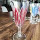 Set of 11 champagne flutes in colored glass 3 colors starry foot