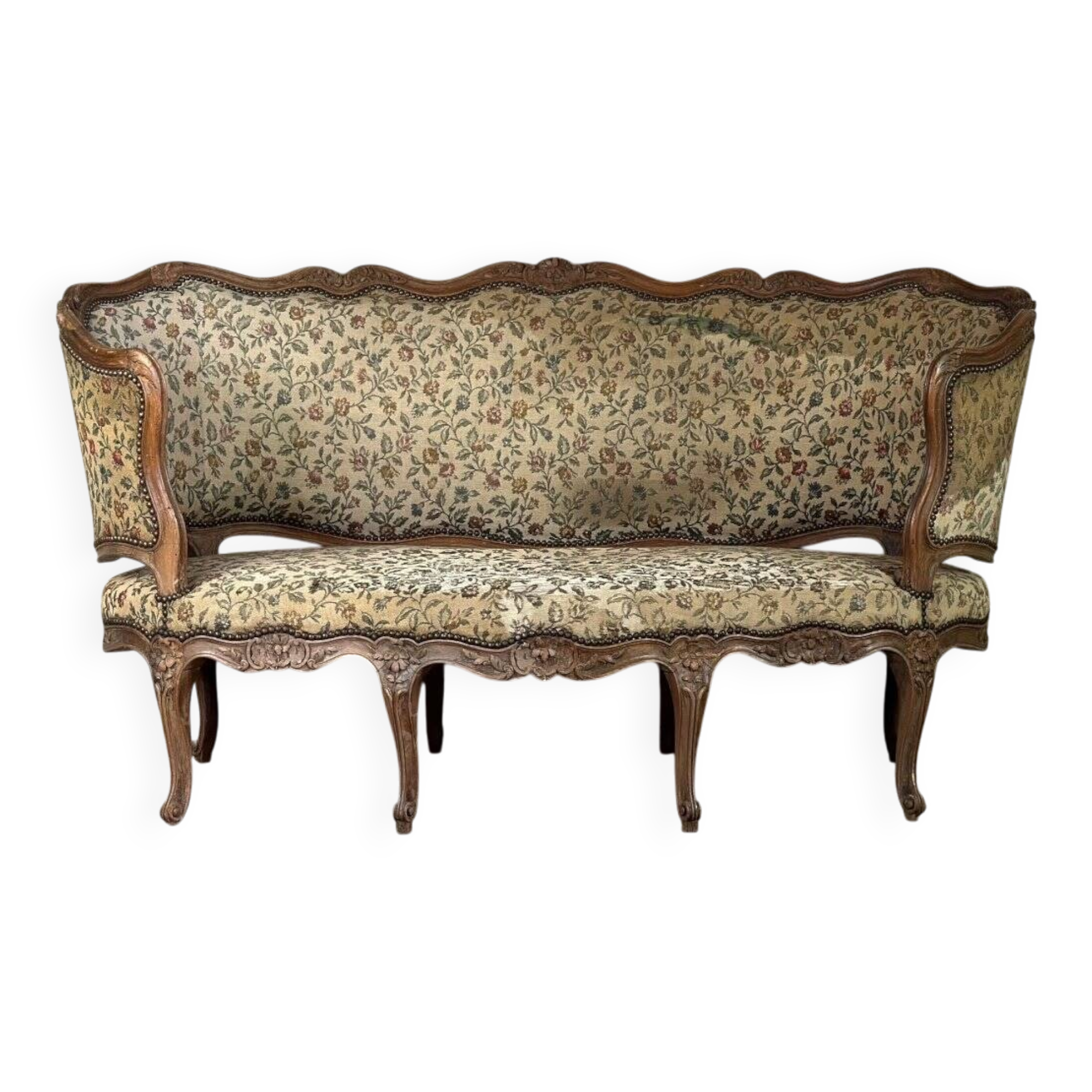 Louis XV carved wood basket seat, 18th century