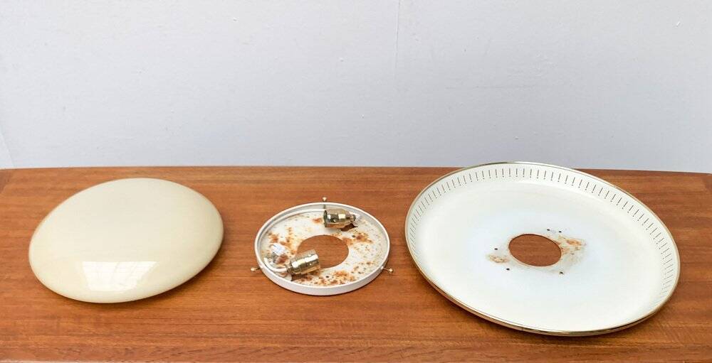 Metal and glass ceiling light in mid-century style, 1960s.