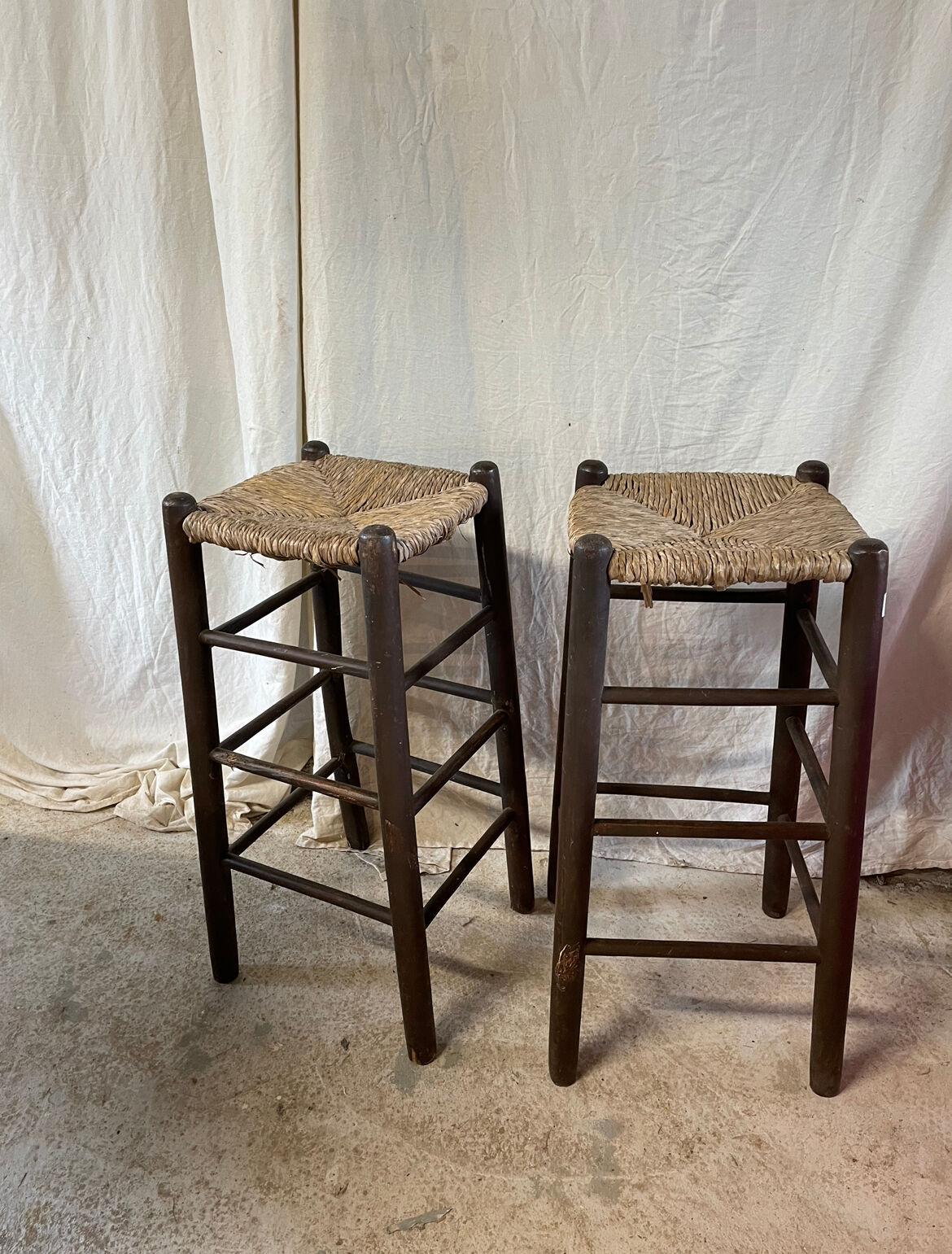 Straw and wood stools