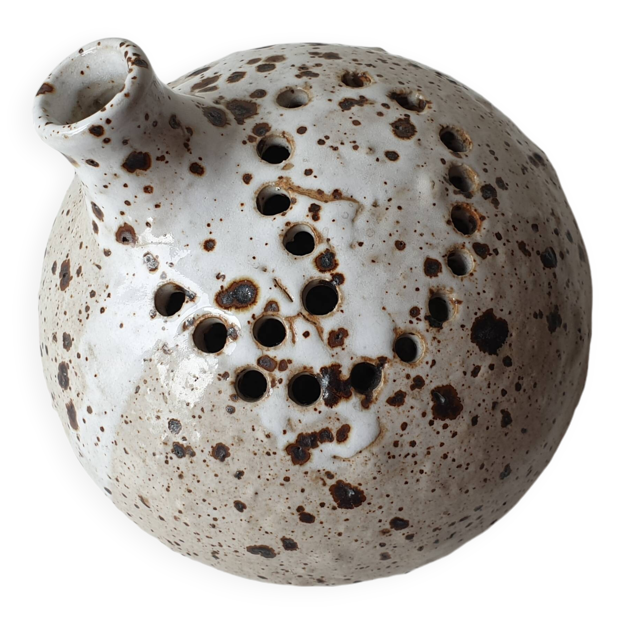 Flower vase in pyrite ceramic stoneware signed Alain Prudhomme