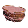 2 wicker baskets and red gingham fabrics