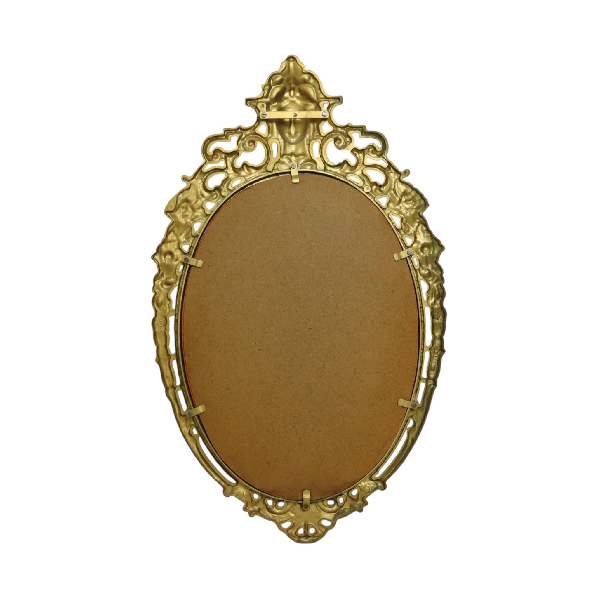 Miroir en laiton français à crête dorée style baroque Louis XV des années 1950