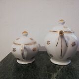 Tea or coffee service in white and gold Limoges porcelain "PL" (Limousine Porcelain)