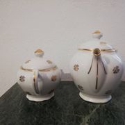 Tea or coffee service in white and gold Limoges porcelain "PL" (Limousine Porcelain)