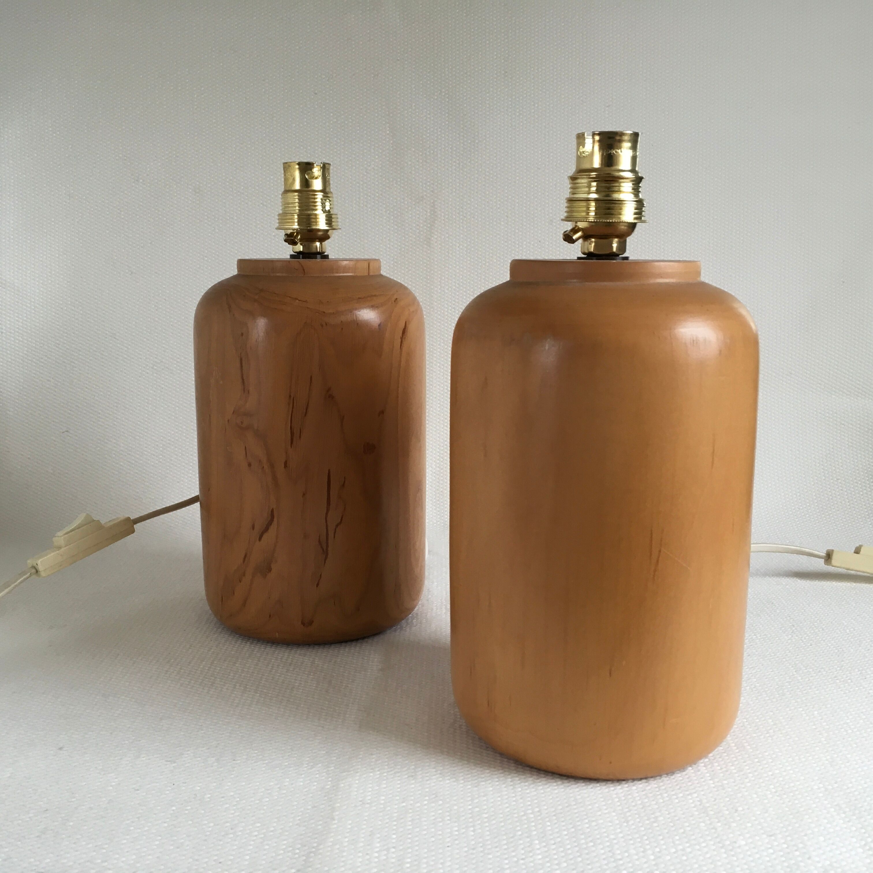 Pair of turned wooden bedside lamp legs